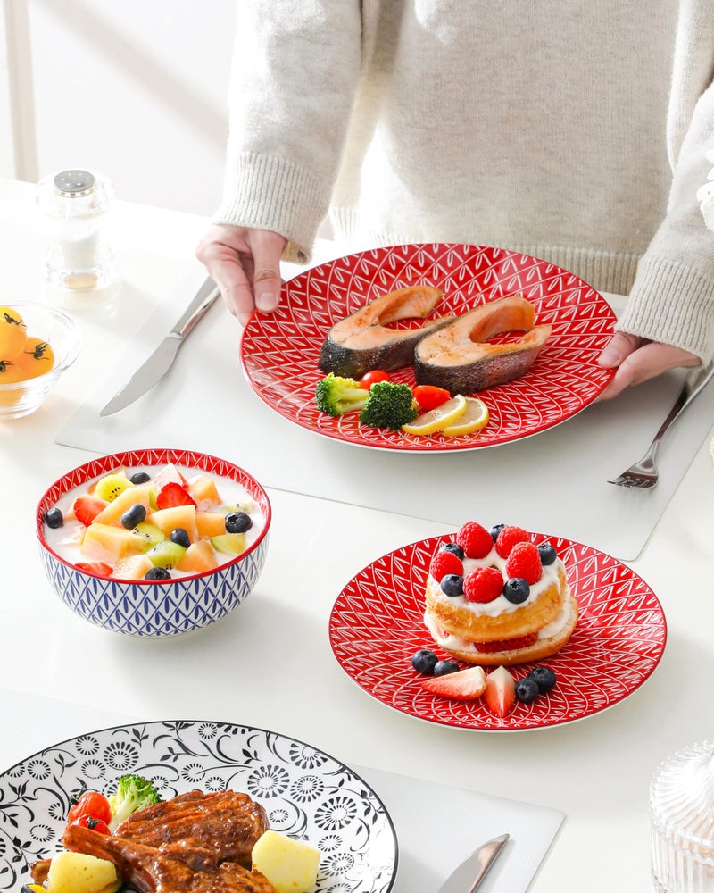 vancasso SELENE Plates and Bowls Set for 4, 12 Pieces Dinnerware Sets, Mircowave and Dishwasher Safe Dishes Set, Porcelain Muted Dinnerware - Image 5