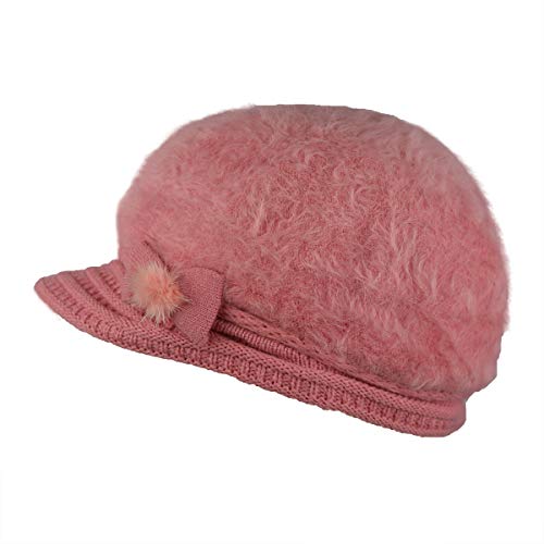 iSWEVEN Fashionable Woolen Visor Beanie Cap for Women | Girls - Pink (4056D, Free Size) - Image 4