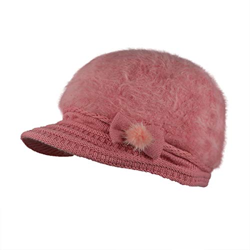iSWEVEN Fashionable Woolen Visor Beanie Cap for Women | Girls - Pink (4056D, Free Size) - Image 2