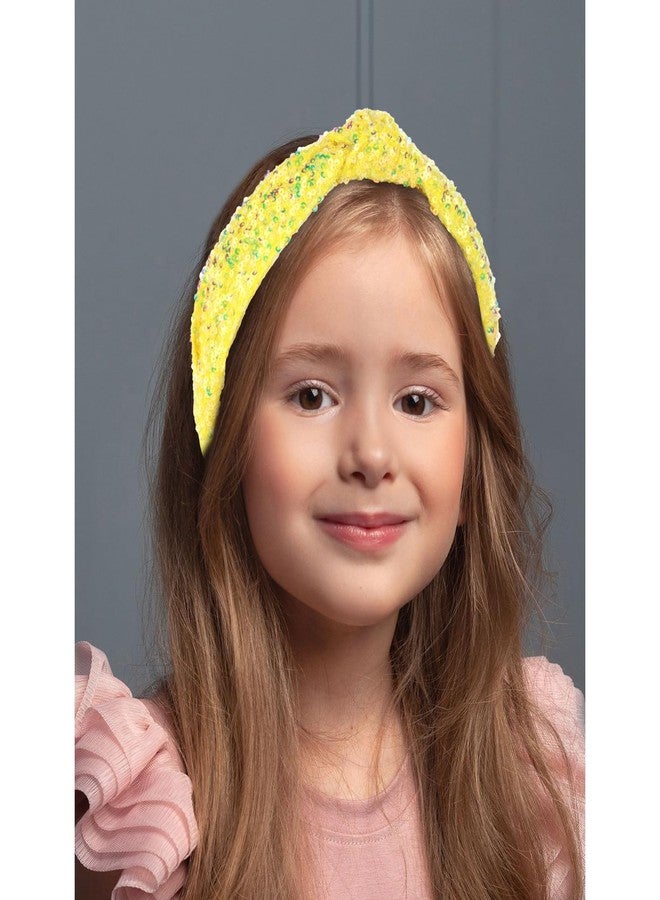 YARIEW Sequin Knotted Headband for Women Sparkle Wide Headband Knot Hair Bands Accessories Cute Little Girl Headbands Princess Glitter Girls Hair Accessories (Yellow) - Image 4