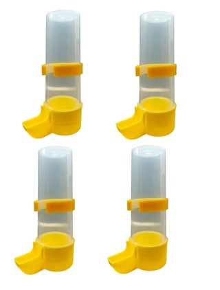 Cage Combo - Bird's Water & Food Feeder 140 ML for Imported Type Cages - Pack of 4 (Yellow - Color)