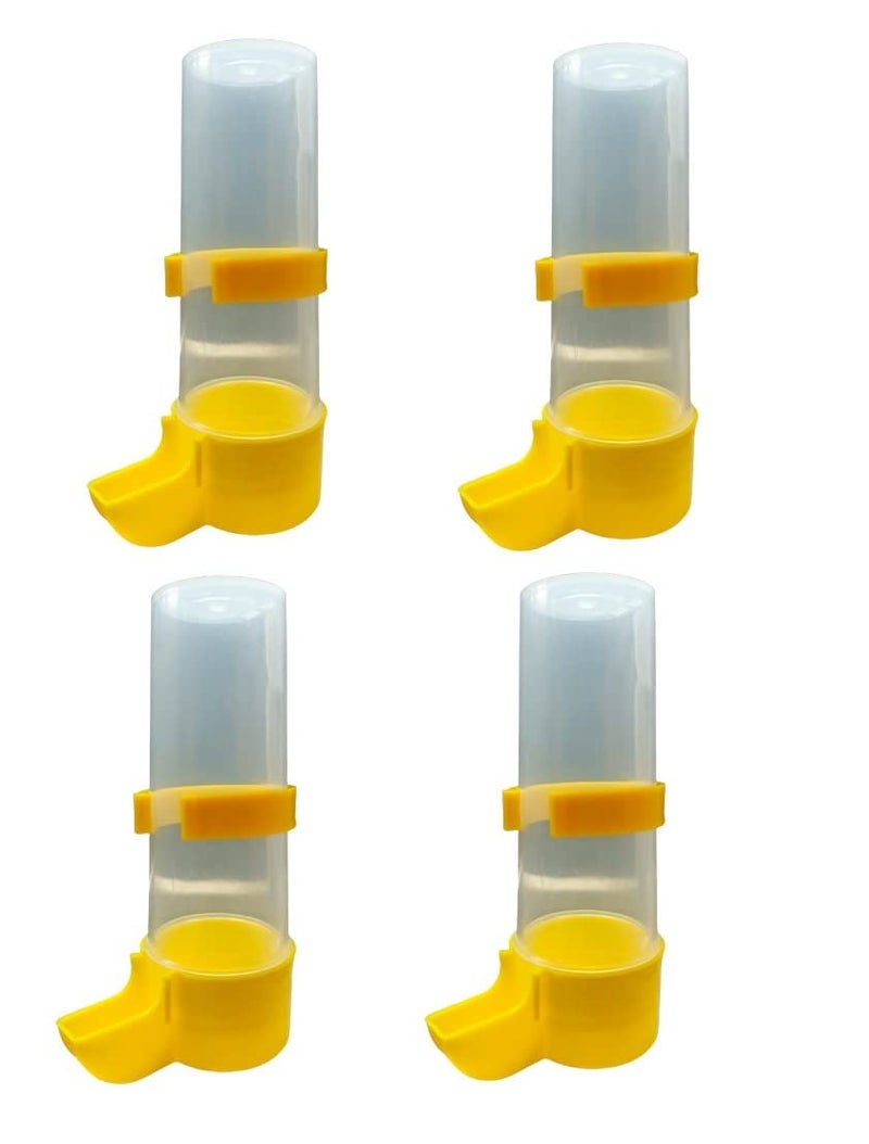 Cage Combo - Bird's Water & Food Feeder 140 ML for Imported Type Cages - Pack of 4 (Yellow - Color)