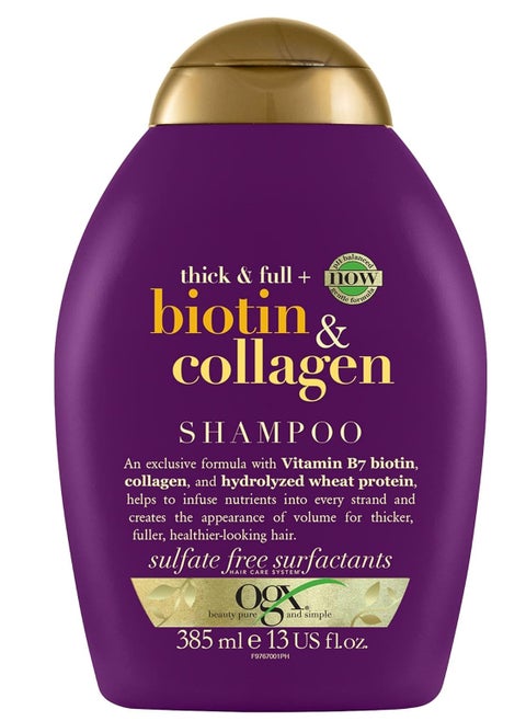 OGX, Shampoo, Thick & Full+ Biotin & Collagen, New Gentle & PH Balanced Formula, 385ml