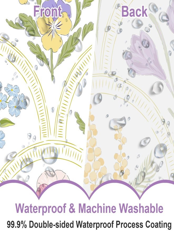 Baccessor Spring Summer Shower Curtain Tulip Daffodil Flower Shower Curtain Neutral Country Rustic Bathroom Bath Decor Waterproof Weighted with Hooks 72 W x72 H Inch - Image 4