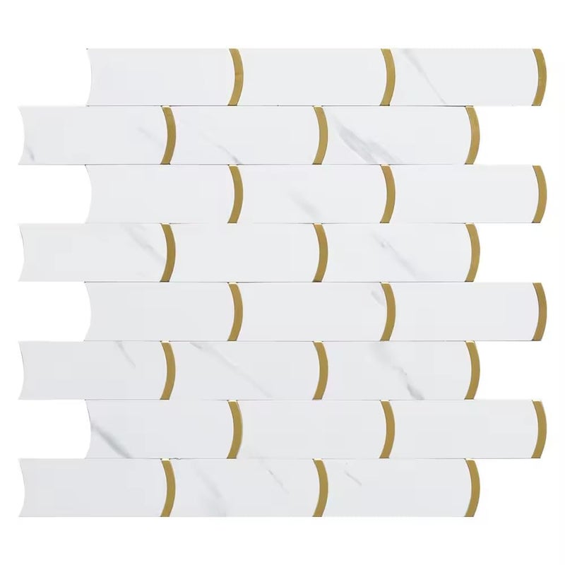 JENY Peel and Stick Tile Metal Backsplash Wall Decor Mosaics Tiles Sticker Metal Mosaic Smart Tile Sticker Wallpaper for Kitchen Living Wash Room White Color Size 30x30 Cm 1 1 - Image 1