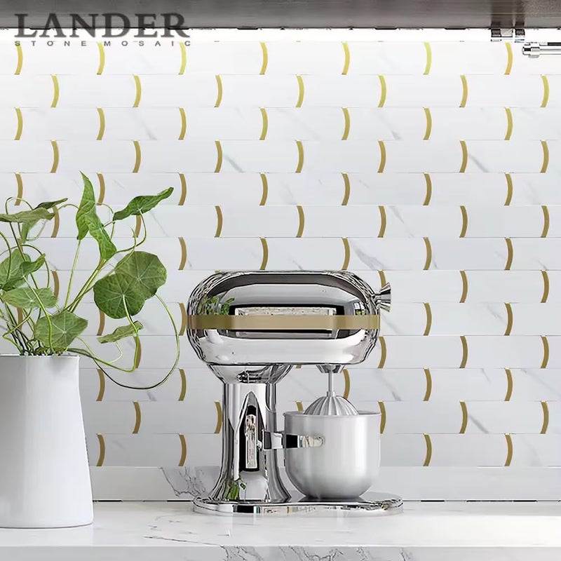 JENY Peel and Stick Tile Metal Backsplash Wall Decor Mosaics Tiles Sticker Metal Mosaic Smart Tile Sticker Wallpaper for Kitchen Living Wash Room White Color Size 30x30 Cm 1 1 - Image 2