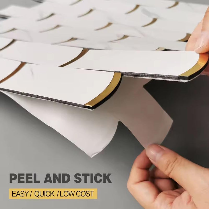JENY Peel and Stick Tile Metal Backsplash Wall Decor Mosaics Tiles Sticker Metal Mosaic Smart Tile Sticker Wallpaper for Kitchen Living Wash Room White Color Size 30x30 Cm 1 1 - Image 3