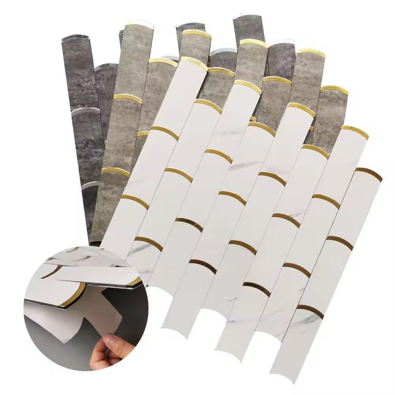 JENY Peel and Stick Tile Metal Backsplash Wall Decor Mosaics Tiles Sticker Metal Mosaic Smart Tile Sticker Wallpaper for Kitchen Living Wash Room White Color Size 30x30 Cm 1 1 - Image 5