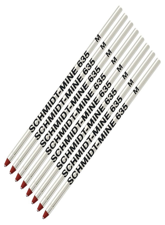 Lanier Pens Schmidt 635 D1 Mine Ballpoint Refill - Red Ink (Medium Tip 0.7mm) - Pack of 8 - Image 1