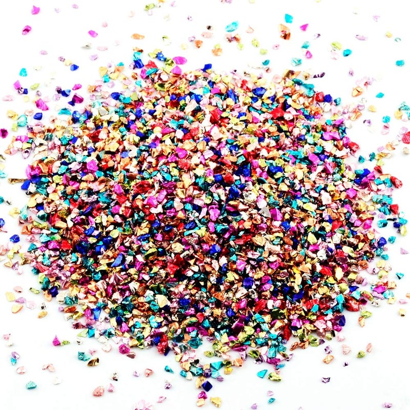 Cmidy Crushed Glass Irregular Metallic Chips Sprinkles Chunky Glitter Multicolor 100g 2-4mm for Nail Arts Craft DIY Vase Filler Epoxy Resin Mold Scrapbooking Jewelry Making Decoration (Multicolor, 2-4mm) - Image 2