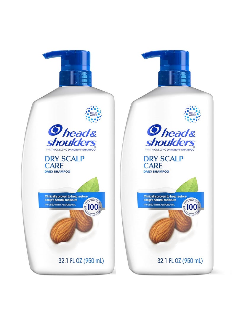 Head & Shoulders Head & Shoulders Shampoo, Daily-Use Anti-Dandruff Paraben Free Treatment, Dry Scalp Care with Almond Oil, 32.1 fl oz, Twin Pack 