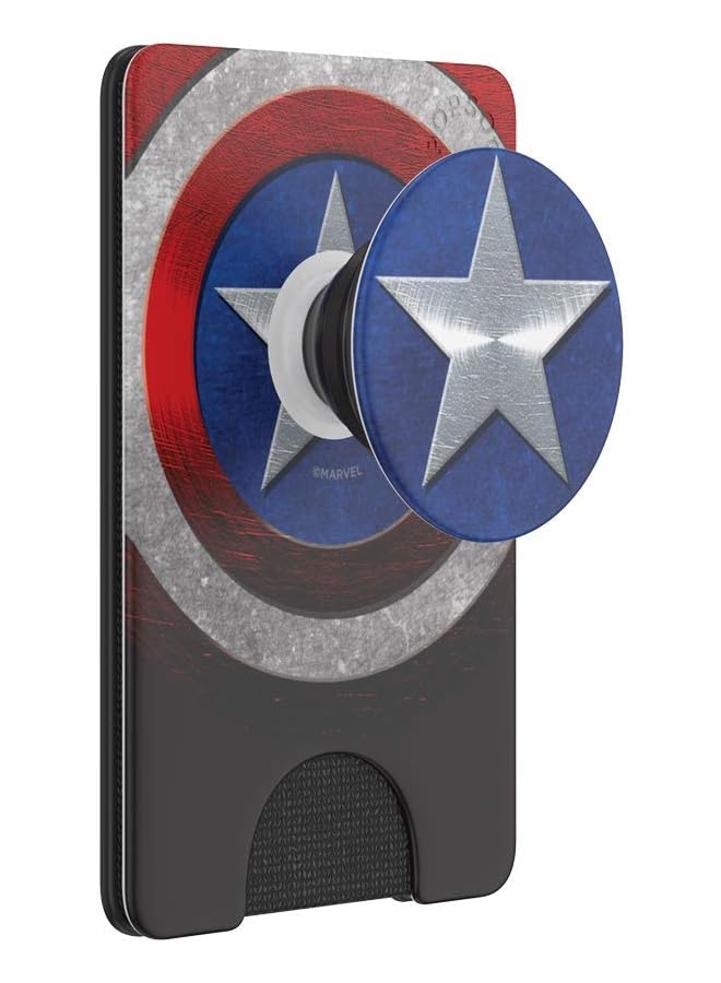 POPSOCKETS Phone Wallet with Expanding Grip, Card Holder, Wireless Charging Compatible, Marvel - Captain America - Image 1