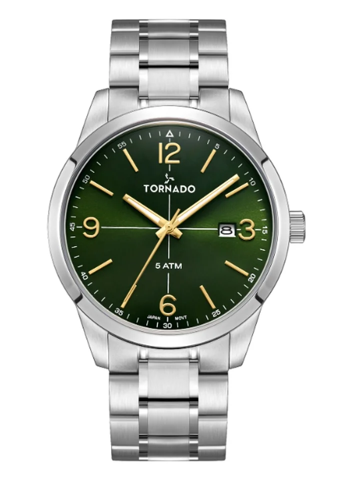 تورنيدو Tornado Classic T24007-SBSH Men Analog Display Watch & Stainless Steel Strap Silver