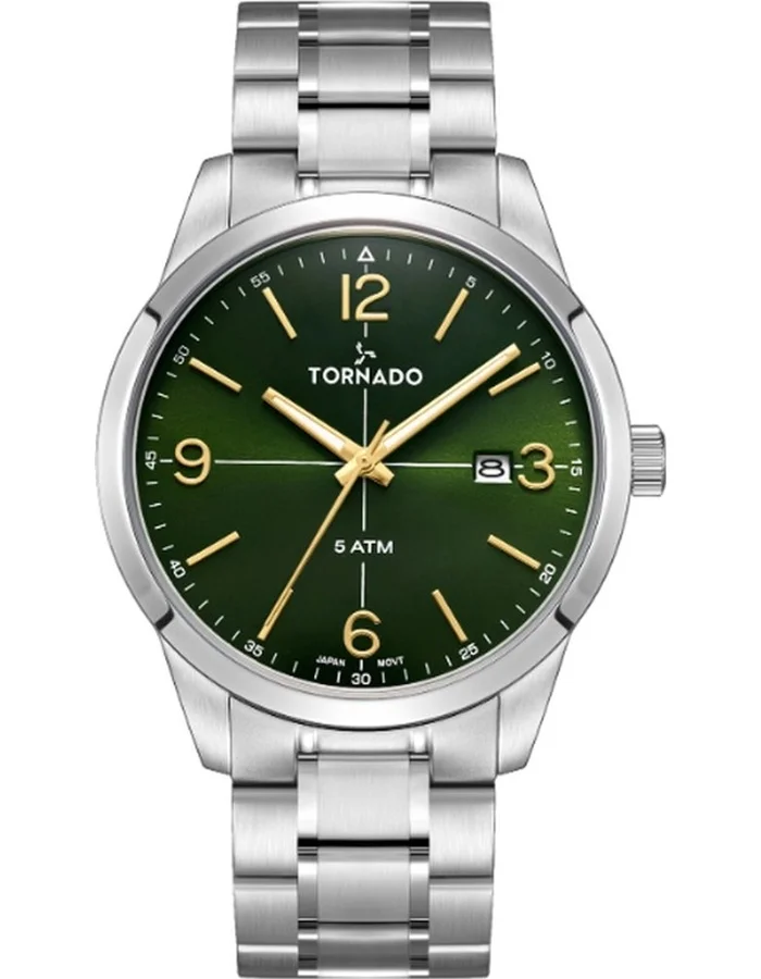TORNADO Men's Stainless Steel Analog Watch T24007-SBSH - 42.5 mm