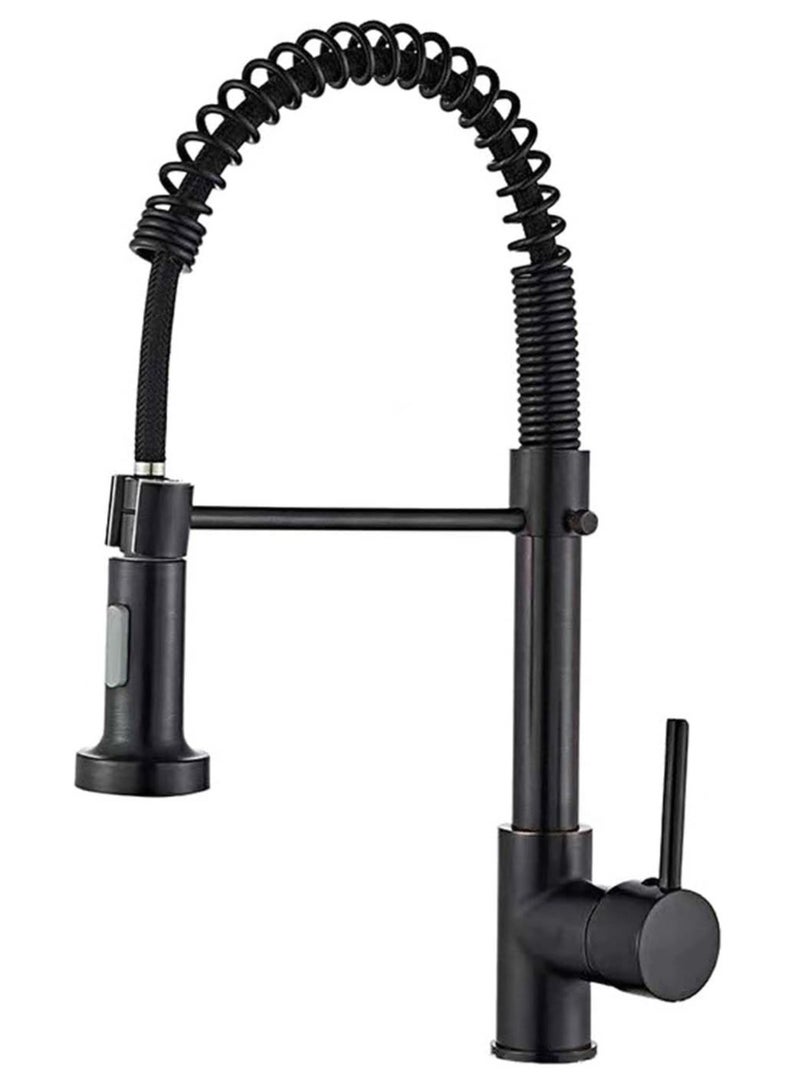 Kitchen Tap Kitchen Sink Faucets with Pull Down Sprayer 2 Water Mode Spring Single Handle Stainless Steel Mixer Tap High Arc Goose neck Kitchen Tap Sink Faucets - Image 1