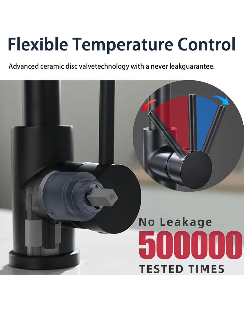 Kitchen Tap Kitchen Sink Faucets with Pull Down Sprayer 2 Water Mode Spring Single Handle Stainless Steel Mixer Tap High Arc Goose neck Kitchen Tap Sink Faucets - Image 4