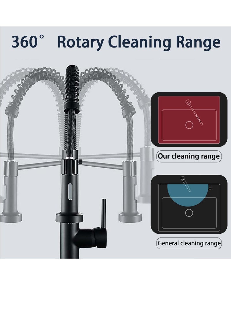 Kitchen Tap Kitchen Sink Faucets with Pull Down Sprayer 2 Water Mode Spring Single Handle Stainless Steel Mixer Tap High Arc Goose neck Kitchen Tap Sink Faucets - Image 3