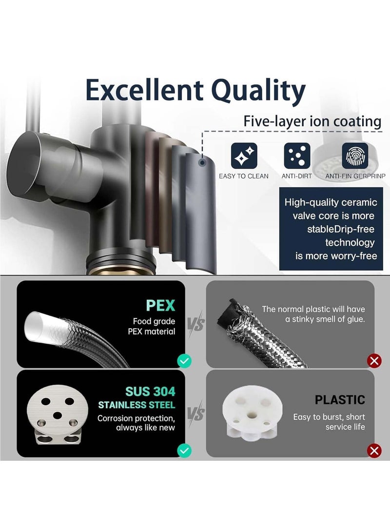 Kitchen Tap Kitchen Sink Faucets with Pull Down Sprayer 2 Water Mode Spring Single Handle Stainless Steel Mixer Tap High Arc Goose neck Kitchen Tap Sink Faucets - Image 5