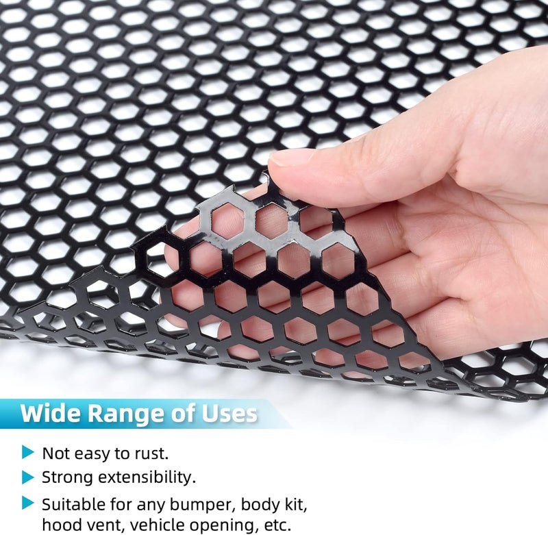 AggAuto Universal 40"x13" Car Grill Mesh - Aluminum Alloy Automotive Grille Insert Bumper Honeycomb Hole 8mm Spacing 3mm, One of the Most Multifunctional Shape Grids 100x33cm Black - Image 5