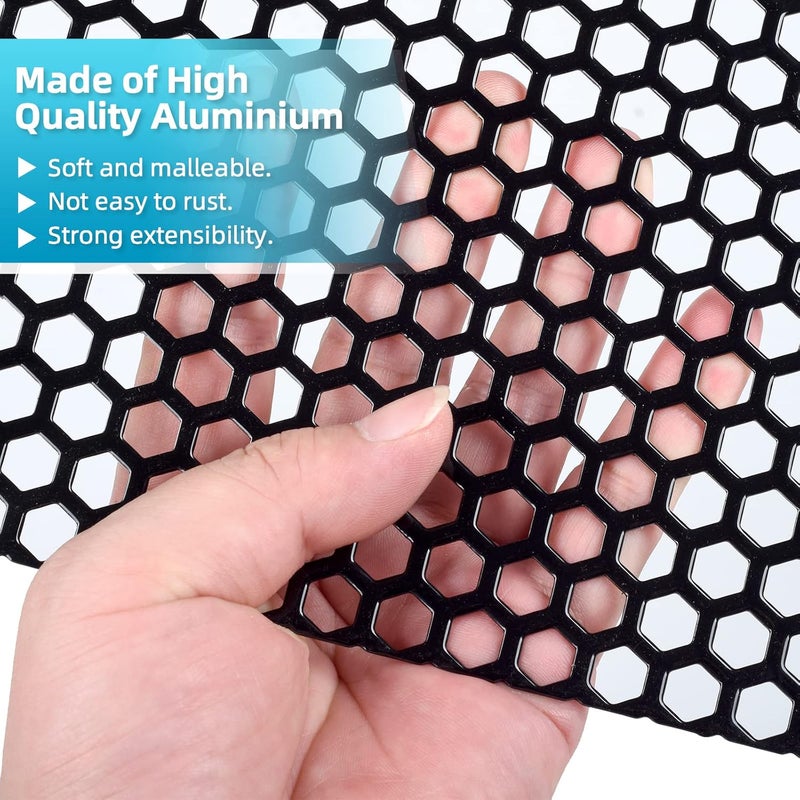 AggAuto Universal 40"x13" Car Grill Mesh - Aluminum Alloy Automotive Grille Insert Bumper Honeycomb Hole 8mm Spacing 3mm, One of the Most Multifunctional Shape Grids 100x33cm Black - Image 3