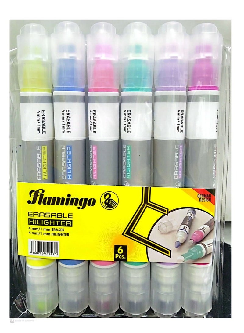 Flamingo 6-Pieces Twin Sided Erasable Hilighter - Image 1