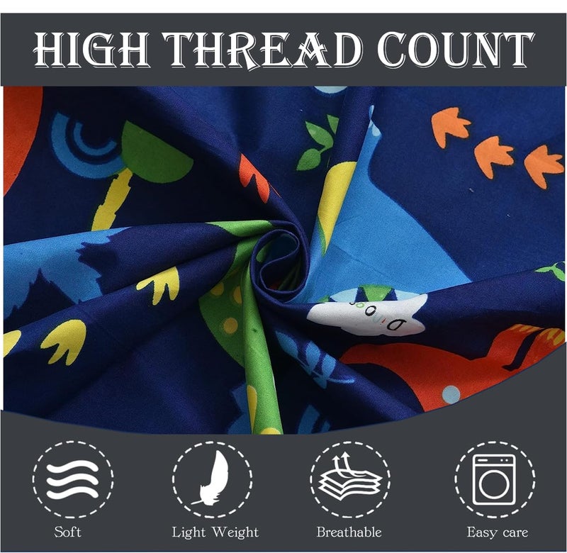 Filymore Dinasour 8 Pieces Diwan Set for Kids and Living Room Made with Pure Microfiber Package Contains One Single Bedsheet, 5 Cushions Covers and 2 Bolster Covers (Colour -Blue) - Image 4