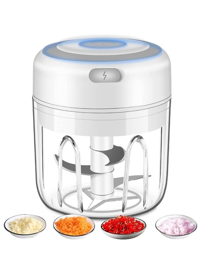 Electric Mini Vegetable Chopper, Food Chopper, Garlic Slicer Veggie, Tomato Dicer Chopper Cutter Meat Mincer, Portable USB Chopper, Cordless Food Processor for Chili, Fruit, Meat, Spices, Beans - Image 1