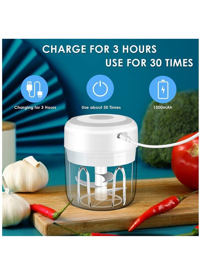 Electric Mini Vegetable Chopper, Food Chopper, Garlic Slicer Veggie, Tomato Dicer Chopper Cutter Meat Mincer, Portable USB Chopper, Cordless Food Processor for Chili, Fruit, Meat, Spices, Beans - Image 3