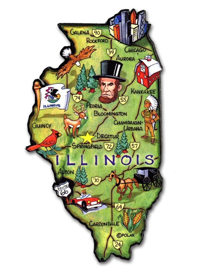 Illinois Artwood State Magnet Classic Magnets Collectible Souvenirs - Image 1