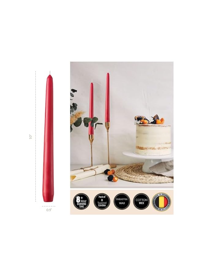 The Bros Luxurious 10" Red Taper Candles, 8 Pack Long Red Candlesticks for Creating a Bold and Vibrant Atmosphere - Dark Red Tapered Candles for Christmas, Holiday, Dinner - 8 Hour Burn Time - Image 2