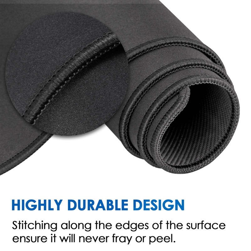 KTRIO Large Gaming Mouse Pad with Superior Micro-Weave Cloth, Extended Desk Mousepad with Stitched Edges, Non-Slip Base, Water Resist Keyboard Pad for Gamer, Office & Home, 35.4 x 15.7 in, Black - Image 3
