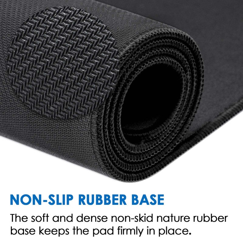 KTRIO Large Gaming Mouse Pad with Superior Micro-Weave Cloth, Extended Desk Mousepad with Stitched Edges, Non-Slip Base, Water Resist Keyboard Pad for Gamer, Office & Home, 35.4 x 15.7 in, Black - Image 4