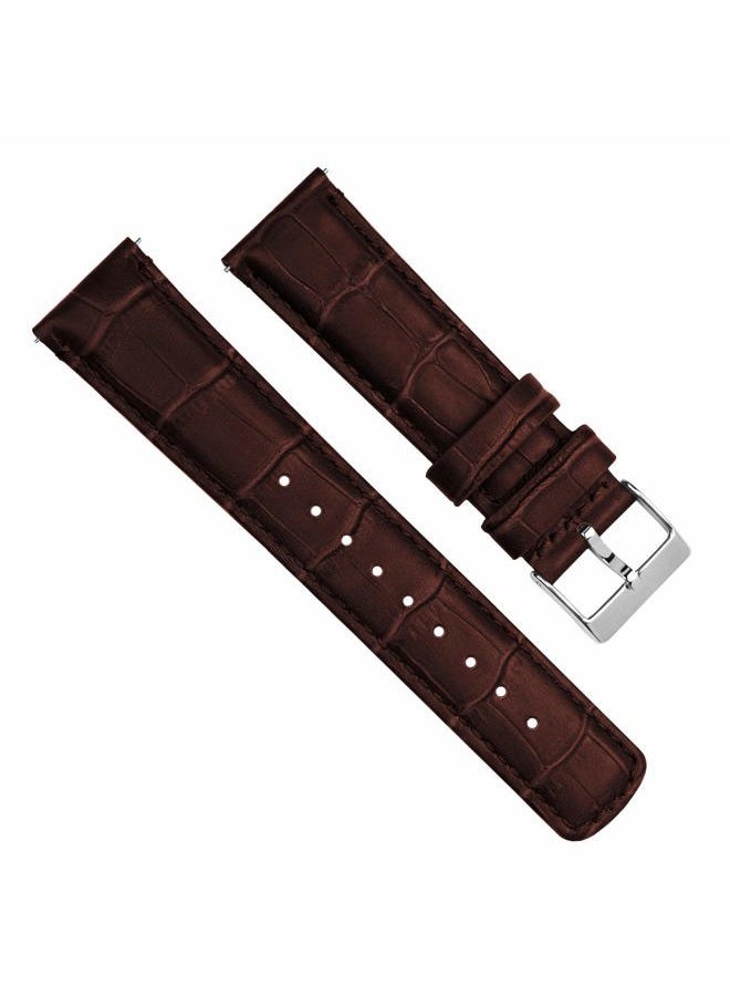 Barton Watch Bands , 14mm Coffee Brown - Alligator Grain - Quick Release Leather Watch Bands - Image 3