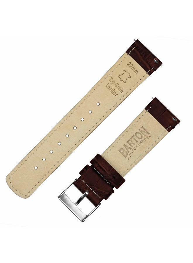 Barton Watch Bands , 14mm Coffee Brown - Alligator Grain - Quick Release Leather Watch Bands - Image 4