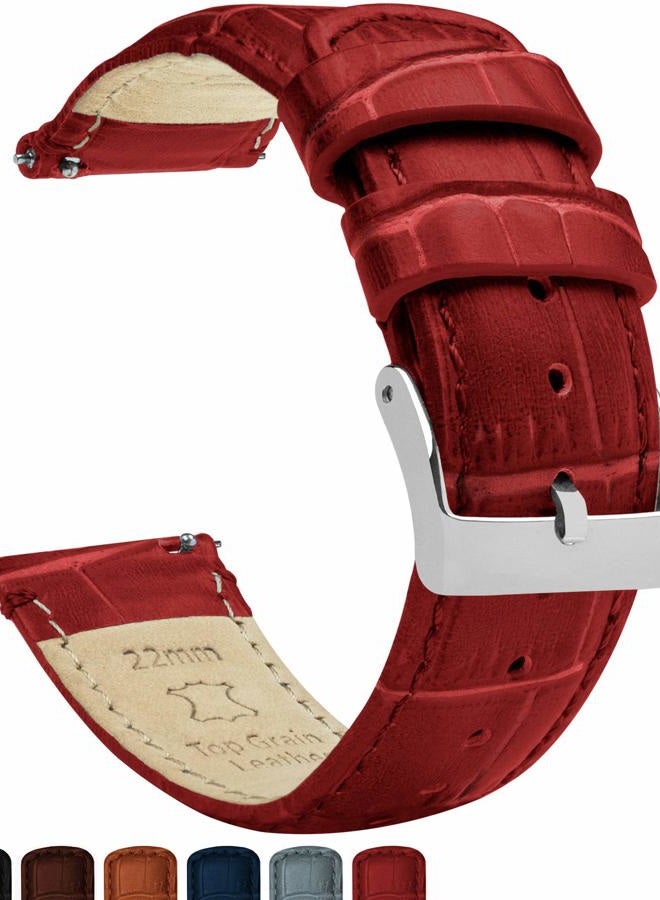 Barton Watch Bands , 14mm Coffee Brown - Alligator Grain - Quick Release Leather Watch Bands - Image 2