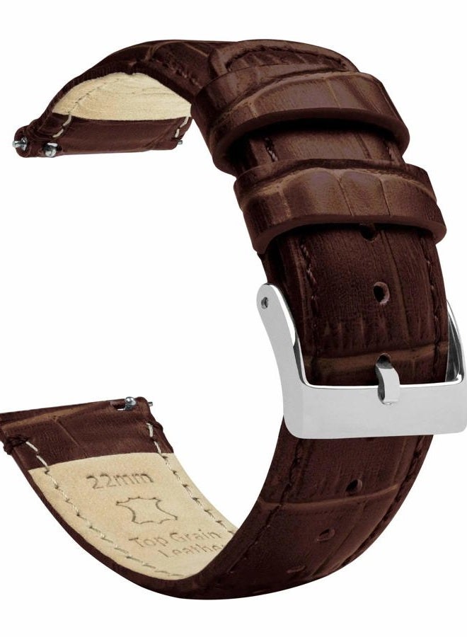 Barton Watch Bands , 14mm Coffee Brown - Alligator Grain - Quick Release Leather Watch Bands - Image 1