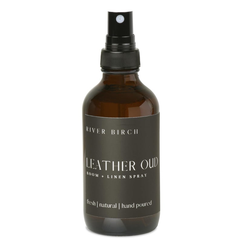 River Birch Luxury Linen and Room Spray - Leather Oud Home Signature Scent - Room Fragrance Spray - Fragrant Fresh Linen Air Freshener For Bedding - Handmade in Texas - 4 oz Glass Amber Bottle - Image 1