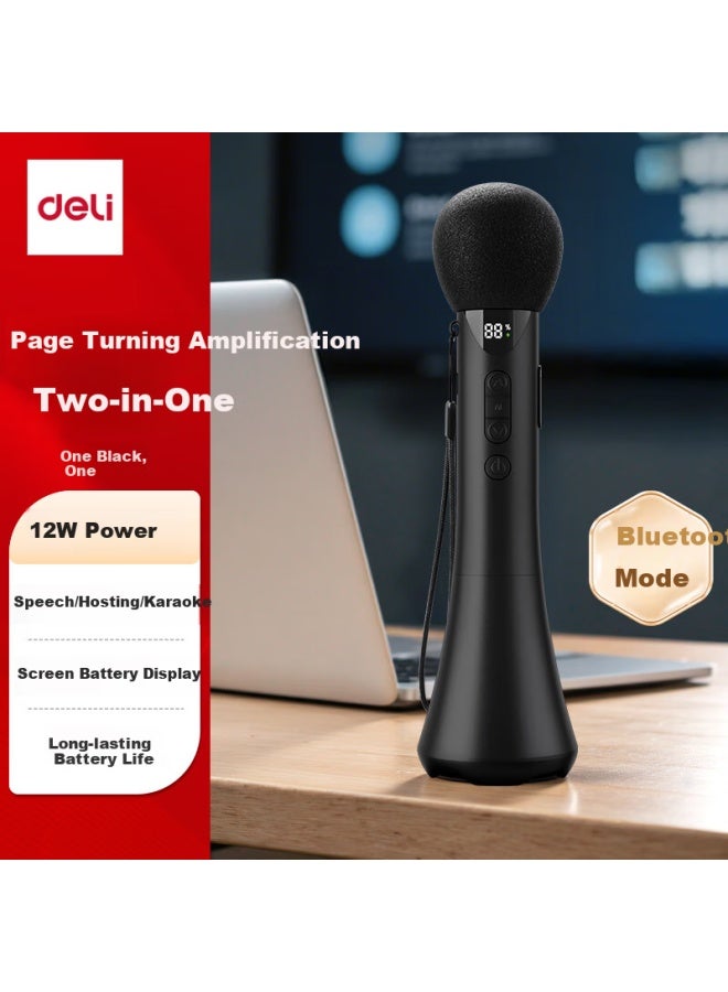 Deli W High-power Handheld Microphone Amplifier, Teacher's Classroom Speech Booster, Little Bee Amplifier, Teacher's Loudspeaker, Tour Guide Speech Amplifier, Wireless Bluetooth Karaoke, Black - Image 1