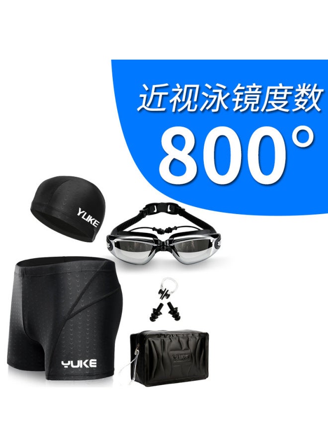 Men's Swimming Trunks Swimming Goggles Suit Adult Large Frame Electroplated Swimming Goggles Shark Skin Waterproof Swimming Trunks Package