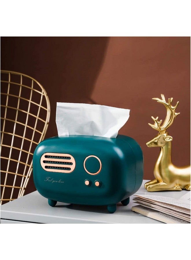 oddpod™ Vintage Retro Medium Tissue Box Holder & Paper Towel Dispenser for Office, Living Room, Bedroom, Night Stand & Desk - Pine Green - Image 3