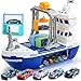 CUTE STONE Cargo Ship Toy Gantry Crane Toy Boat and Crane Playset with Sounds Lights Transport Containers Push and Go Vehicle Cars Kids Play Boats for Boys Girls - Image 3