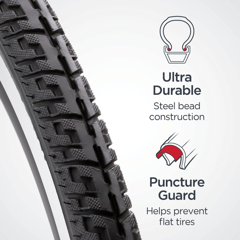 Schwinn Replacement Bike Tire, 700c x 38 Hybrid Bike Tire, Combination Tread, Puncture Guard, Fits Internal Rim Widths 17mm to 23mm, PSI Range 50 to 75 - Image 2