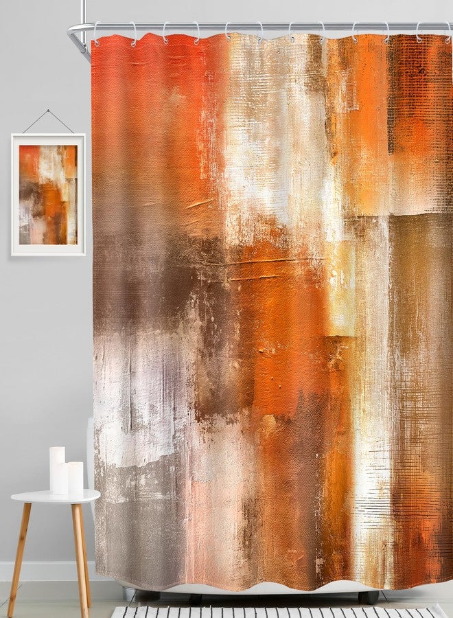 MESHELLY Abstract Burnt Orange Shower Curtain 72Wx72H Orange and Grey Modern Retro Rustic Vintage Ombre Oil Art Painting Minimalist Bathroom Accessories Decor with 12 Hooks - Image 2