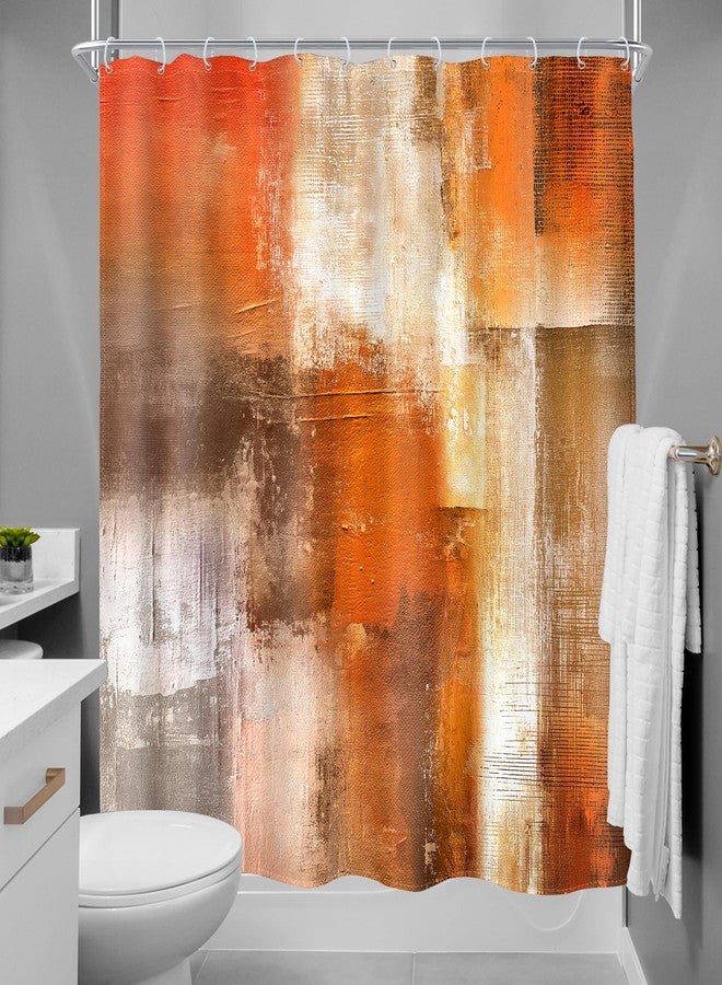 MESHELLY Abstract Burnt Orange Shower Curtain 72Wx72H Orange and Grey Modern Retro Rustic Vintage Ombre Oil Art Painting Minimalist Bathroom Accessories Decor with 12 Hooks - Image 4