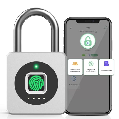Pothunder Fingerprint Padlock with APP, Keyless Biometric Lock, Smart Waterproof Padlock Suitable for Gym, Locker, Gates, Fence and Storage - Image 1