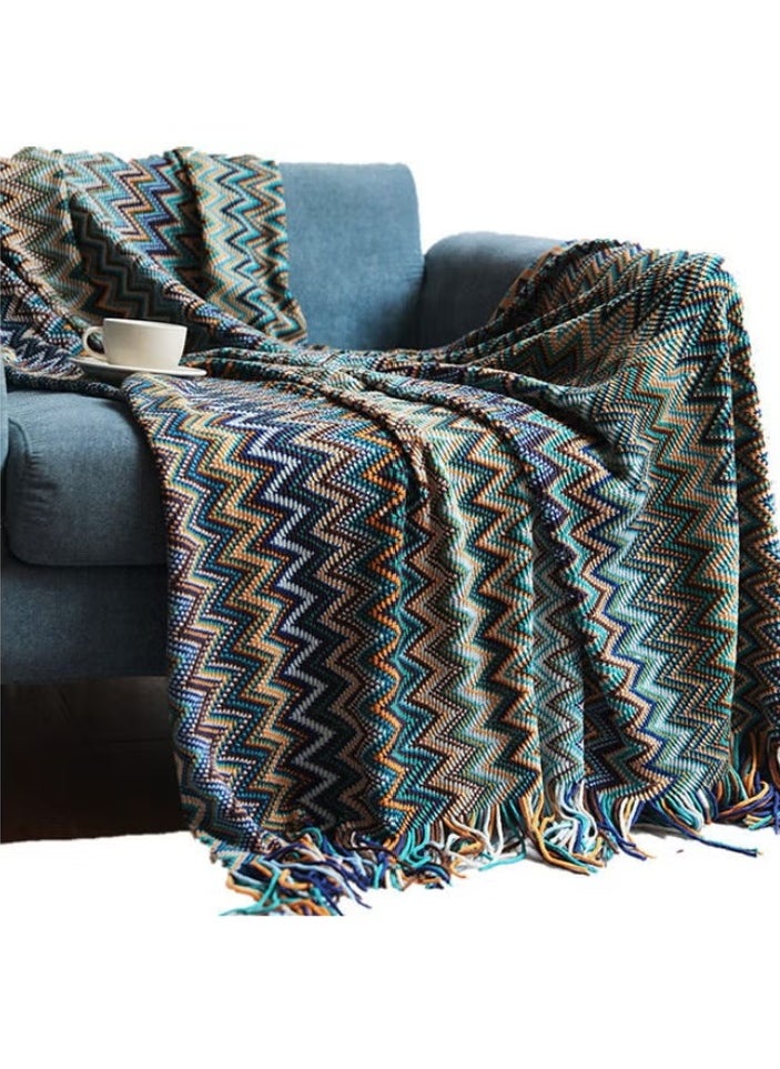 Striped Sofa Blanket Polyester Blue 130x170cm - pzsku/Z02D75E2509C076711084Z/45/_/1738781144/c52ba17e-8750-479d-9b0b-e4b3977c9ce3