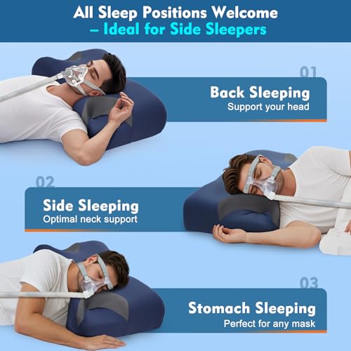 IKSTAR Adjustable CPAP Pillow for Side & Back Sleepers – Reduce Mask Air Leaks & Pressure, Cervical Memory Foam Neck Support with 2cm Removable Insert, Cooling Washable Cover – Fits Full Face & Nasal Masks - Image 4