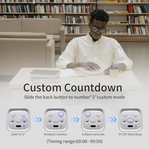 LUCKY TIME Productivity Timer Flip Gravity Sensor Cube Timer Countdown & Countup,Mute & Vibrate & Sound，5/10/30/60min & Custom Timing, Perfect for ADHD,Work,Learning,Kitchen Cooking (1White) - Image 4