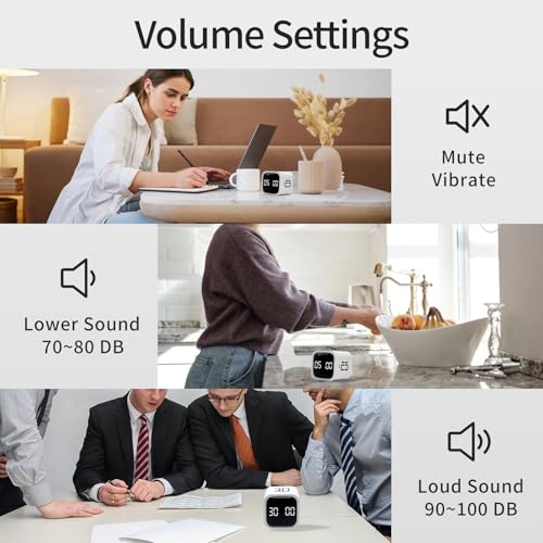 LUCKY TIME Productivity Timer Flip Gravity Sensor Cube Timer Countdown & Countup,Mute & Vibrate & Sound，5/10/30/60min & Custom Timing, Perfect for ADHD,Work,Learning,Kitchen Cooking (1White) - Image 5