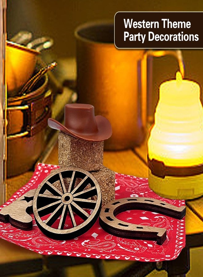 PPXMEEUDC 36PCS Western Centerpieces Mini Horse Hoof Boots Brown Cowboy Hat Wheel Hay Bales Suitable Western Party Decorations for Crafts Birthday Weddings and Cowboy Party Favors - Image 3